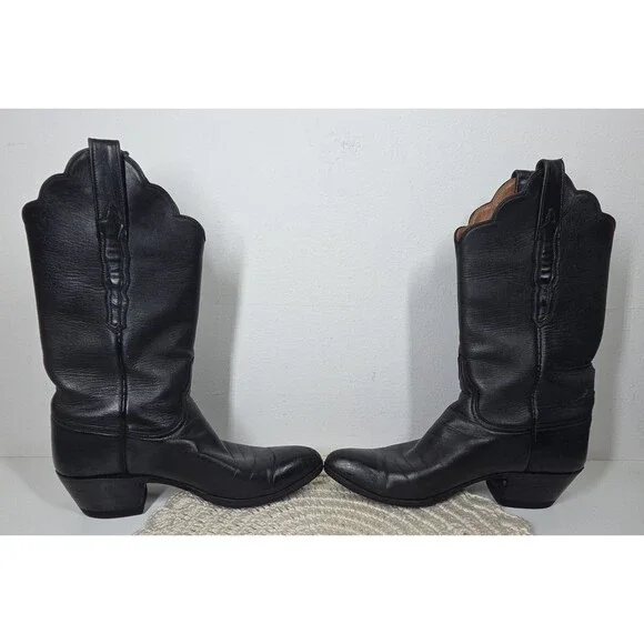 Lucchese Handmade 1883 Women's 8B Black Scalloped Cowboy Boots Western Rodeo EUC - Picture 10 of 16